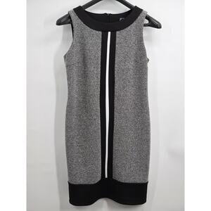Chopin Roma‎ Jersey Shift Pencil Dress Size L / 10 Black Gray Sleeveless